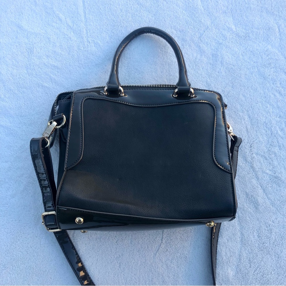 Bebe Crossbody bag Purse Tote Gray Patent Glossy